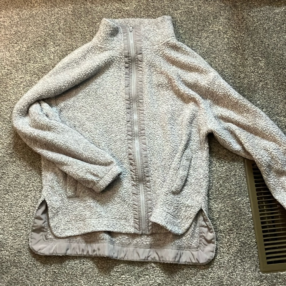 High neck fuzzy warm zip up jacket